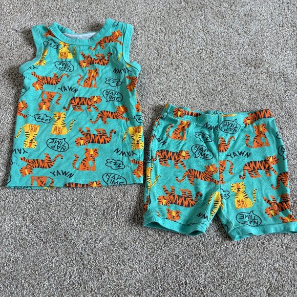 2 Piece Short Sleeve Pajamas Size 5 Joe Fresh Blue Tigers - Picture 1 of 7
